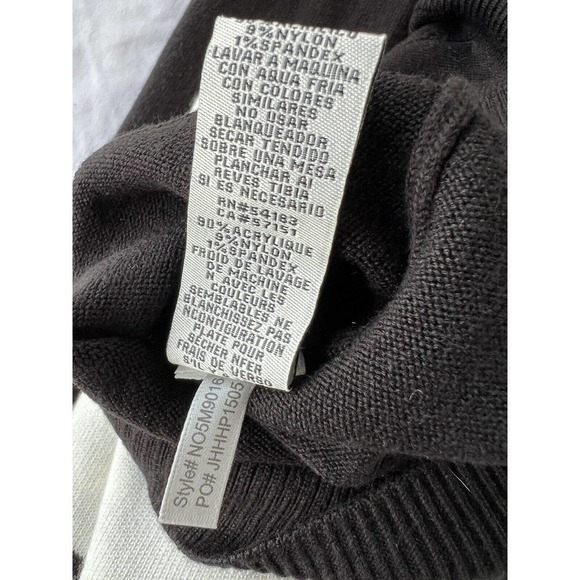 Eliza J Sz MED Sweater Dress Fit & Flare Knit Long Sleeve Black White Striped - Picture 9 of 9